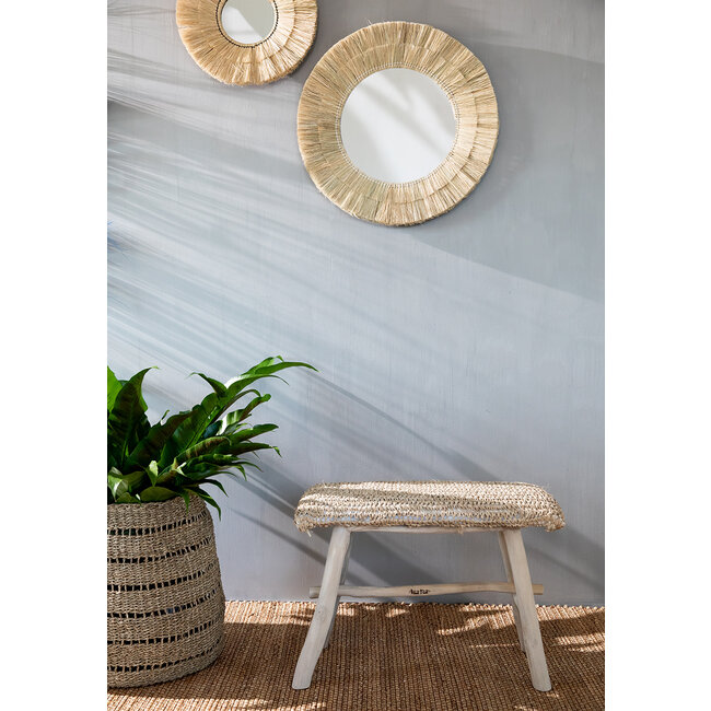 De Raffia Bank - 60x28x45cm - Naturel - Teakhout