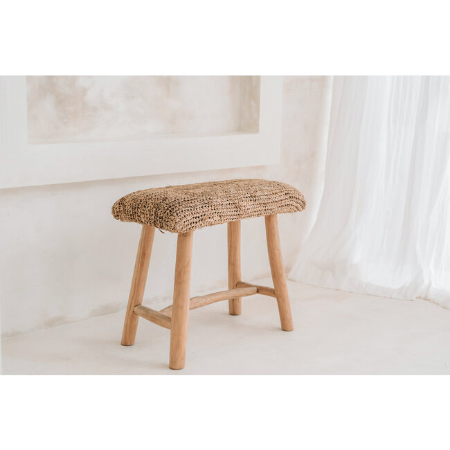 Bankje Teakhout Raffia Naturel - Woonbankje