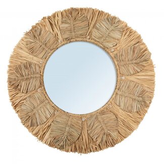 De Palm Tree Spiegel - ø60cm - Naturel - Raffia