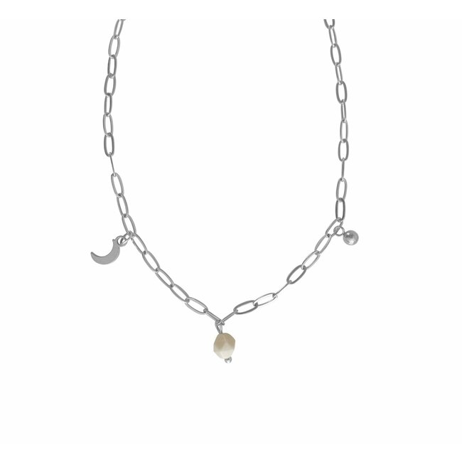 Ketting Jade Zilverkleurig met Maan Bedel