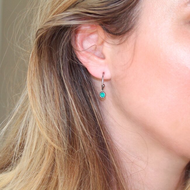 Oorringen Azuurblauw Steentje Zilverkleurig