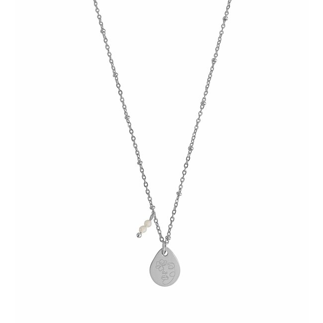Ketting Maansteen Abstracte Vrouw Zilverkleurig