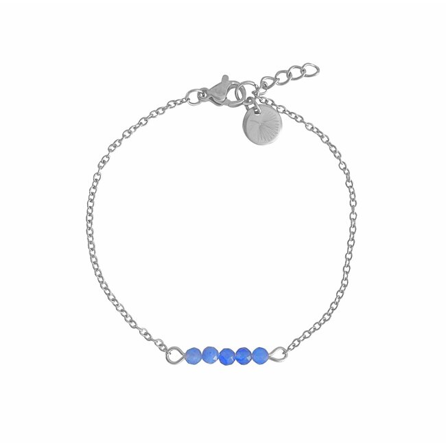 Armband Blauwe Aventurijn Palmblad Bedel Zilverkleurig