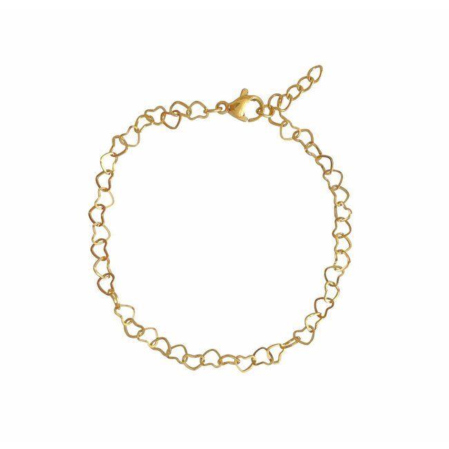 Armband Hartjes Schakel Goudkleurig