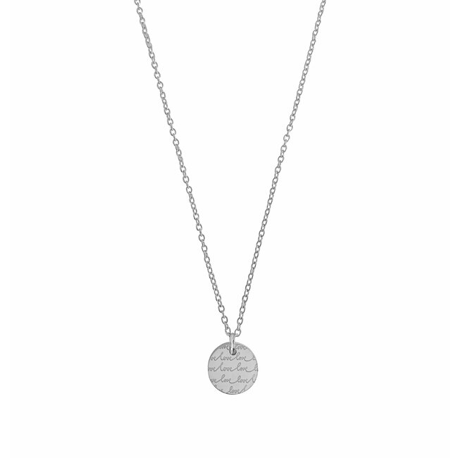 Ketting Zilverkleurig met Love Gravure Bedel