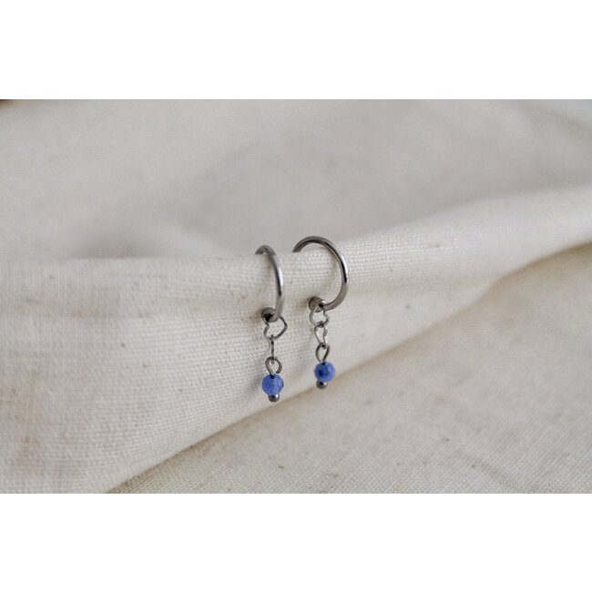 Oorringetjes Zilver Hartjes & Blauwe Aventurijn