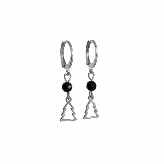 Oorbellen Kerstboom & Obsidiaan