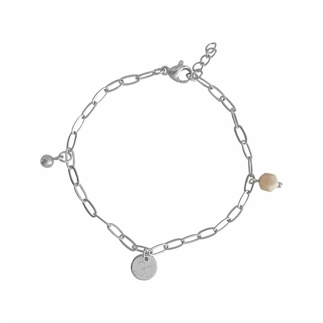 Armband Ohm Bedel Jade Edelsteen Zilverkleurig
