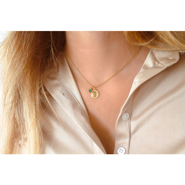 Stainless Steel Ketting Goud Maan & Zon Hanger