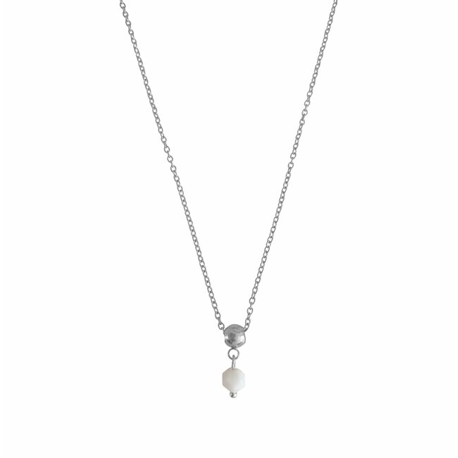 Ketting Witte Onyx Edelsteen Zilverkleurig