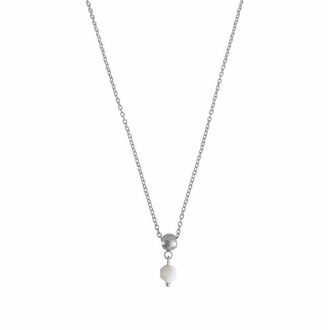 PuurSpirits Zilverkleurige Ketting Witte Onyx