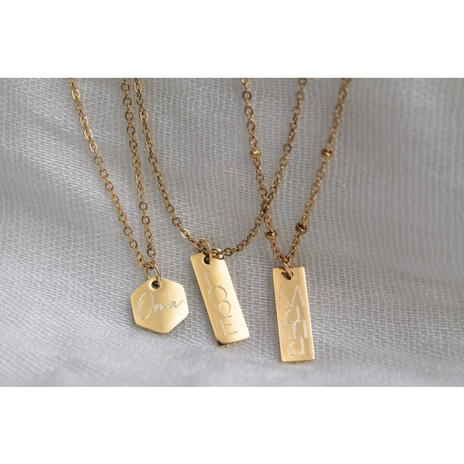 Ketting Mama met Gravure Goudkleurig Stainless Steel
