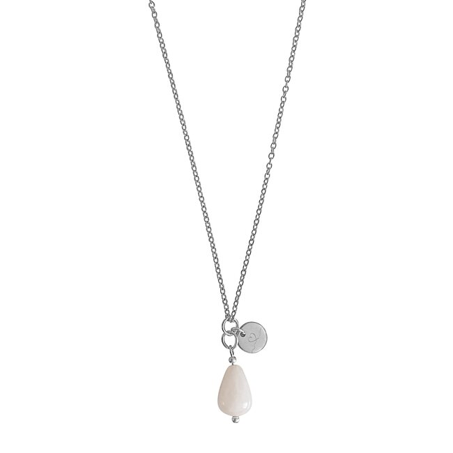 PuurSpirits Ketting Zilverkleurig Jade & Love Bedel