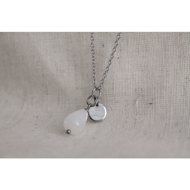 Ketting Jade Edelsteen Love Bedel Zilverkleurig