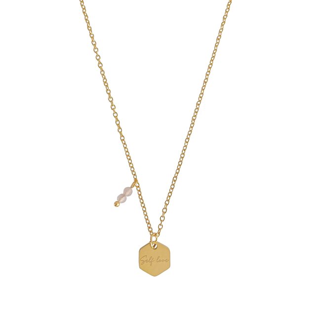 Ketting Rozenkwarts Self Love Goudkleurig