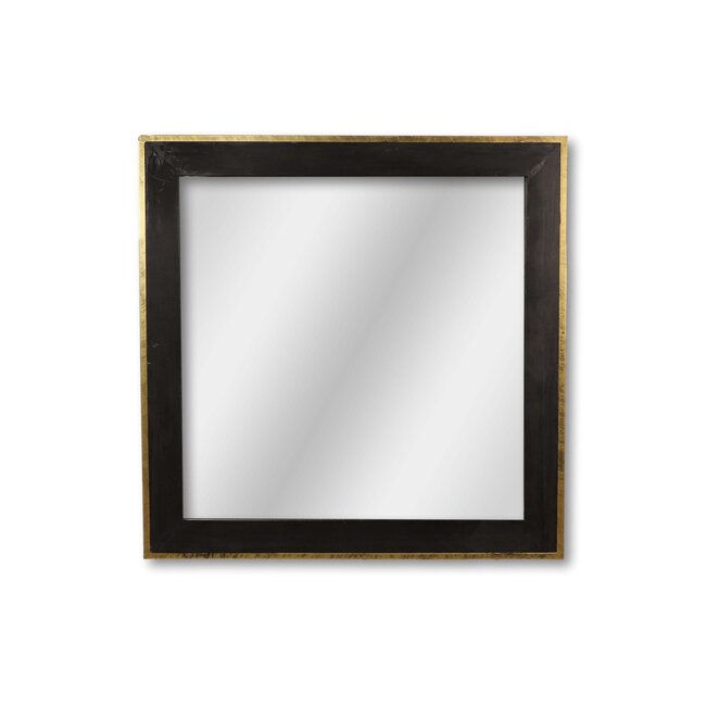 Day Wandspiegel -  90x90 cm - Goud/Zwart - Teak