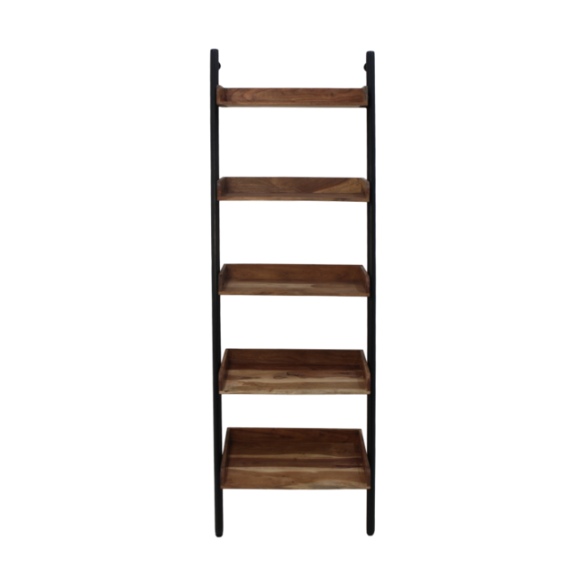 Decoratie Ladder - 35x60x180cm - Zwart/Naturel - Acacia/IJzer