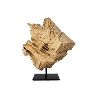 Vensterbank Decoratie Sculptuur - 45x15cm - Bruin/Zwart - Erosihout