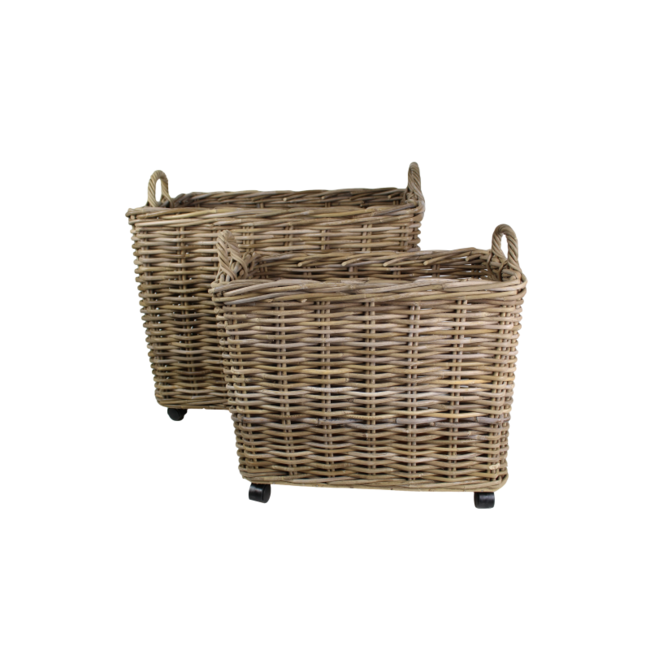 Barlow Mandenset - 75x50x55 / 60x35x45 cm - Grijs - Rotan