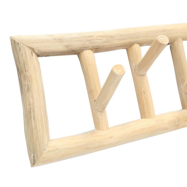 De Island Kapstok - 70x12x20cm - Naturel - Teakhout
