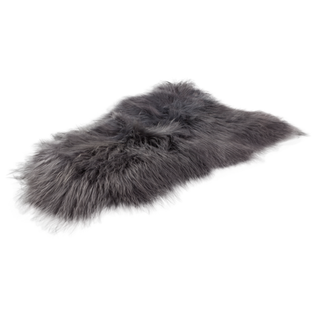 PuurLoom Kleed - 100x65cm - Donkergrijs - Schapenvacht IJslands