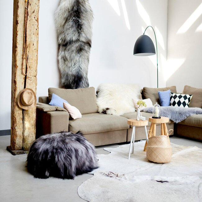 PuurLoom Kleed - 100x65cm - Natural Grijs Kort - Schapenvacht IJslands