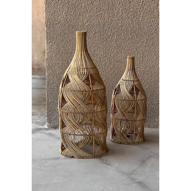 De Garaffa Hanglamp - 30x30x70cm - Naturel - Rotan