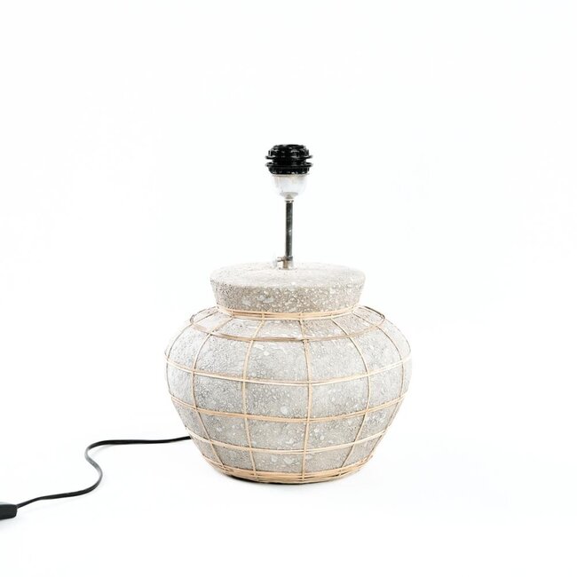 De Kythira Tafellamp - 30x40x48cm - Naturel/Grijs - Rotan/Terracotta