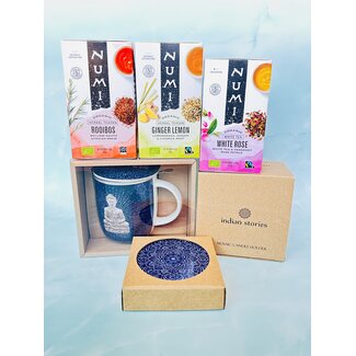 PuurSpirits Cadeaupakket Thee Boeddha Blauwe Mok & Accessoires