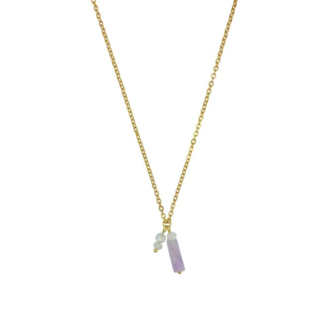 Ketting Amethist Opaliet Jade Goudkleurig