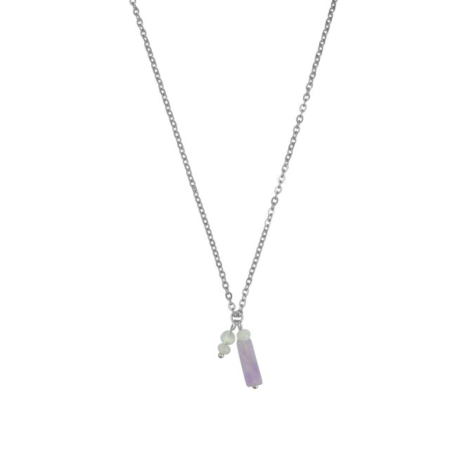 Ketting Amethist Opaliet Jade Edelstenen Zilverkleurig