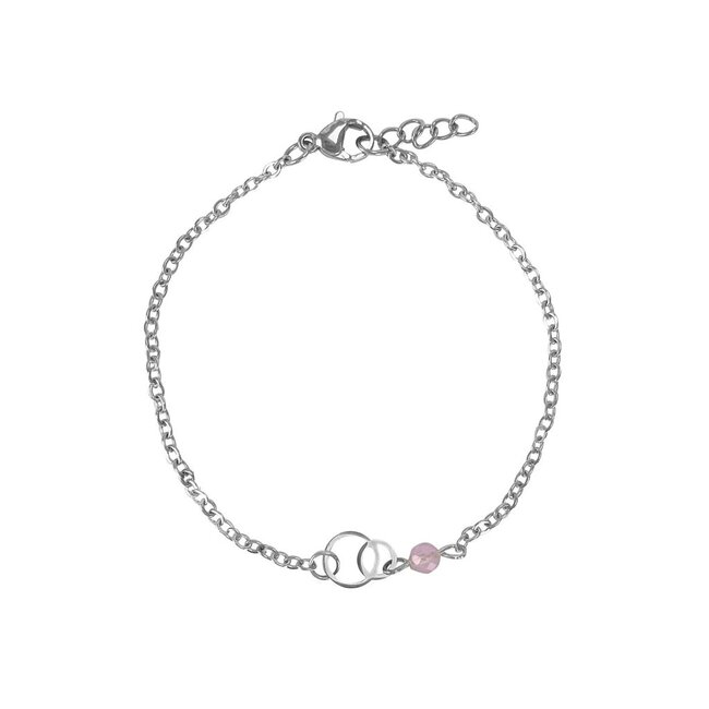 Armband Rozenkwarts Edelsteen met Ringen Bedel