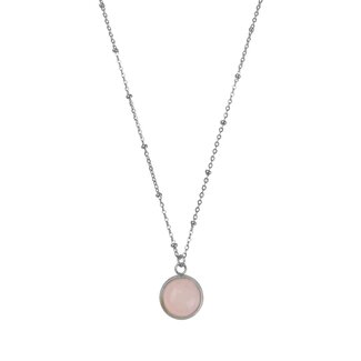 Rozenkwarts Steen Ketting - Stijlvol RVS Zilver