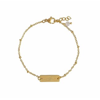 PuurSpirits Armband Moeder en Kind met Rozenkwarts - Gouden RVS