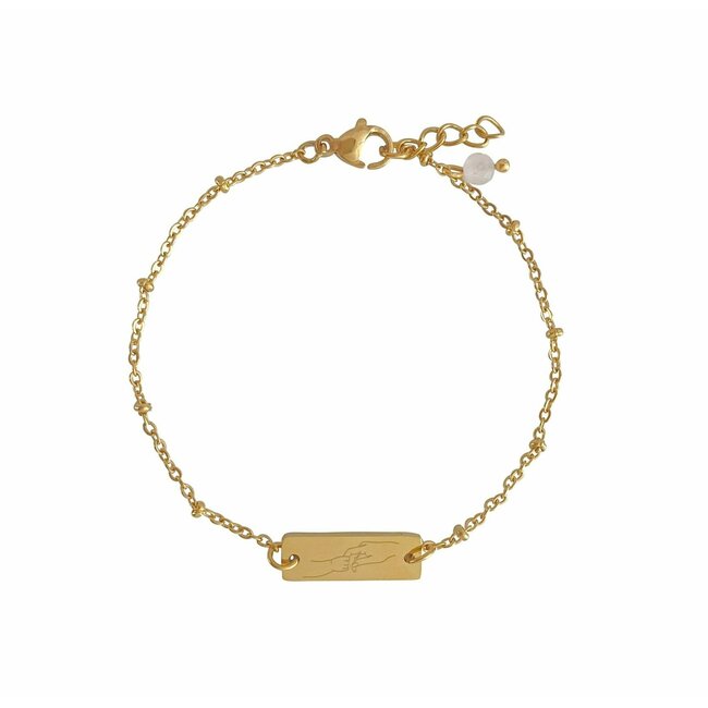 Armband Moeder en Kind met Rozenkwarts - Gouden RVS