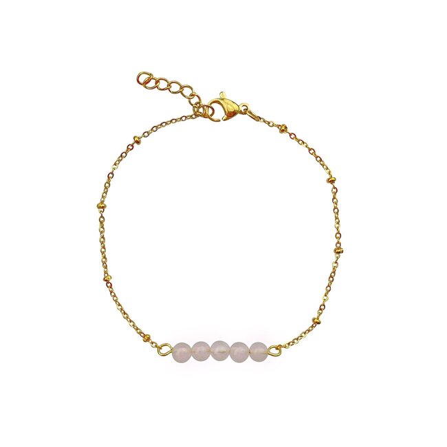 Armband Rozenkwarts Edelsteen Goudkleurig
