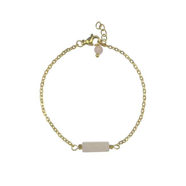 Armband Rozenkwarts Hematiet Goudkleurig