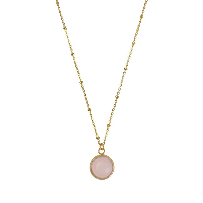 Ketting Rozenkwarts Hanger Stainless Steel Goud