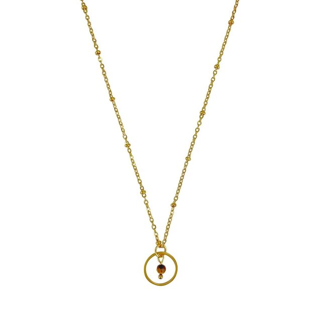 Ketting Tijgeroog Edelsteen Ring Goudkleurig