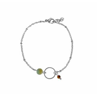 PuurSpirits Amazoniet & Tijgeroog Armband met  Ring - RVS Zilver