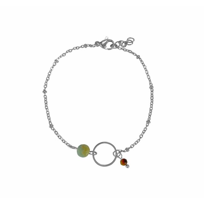 Armband Amazoniet Tijgeroog Edelsteen met Ring