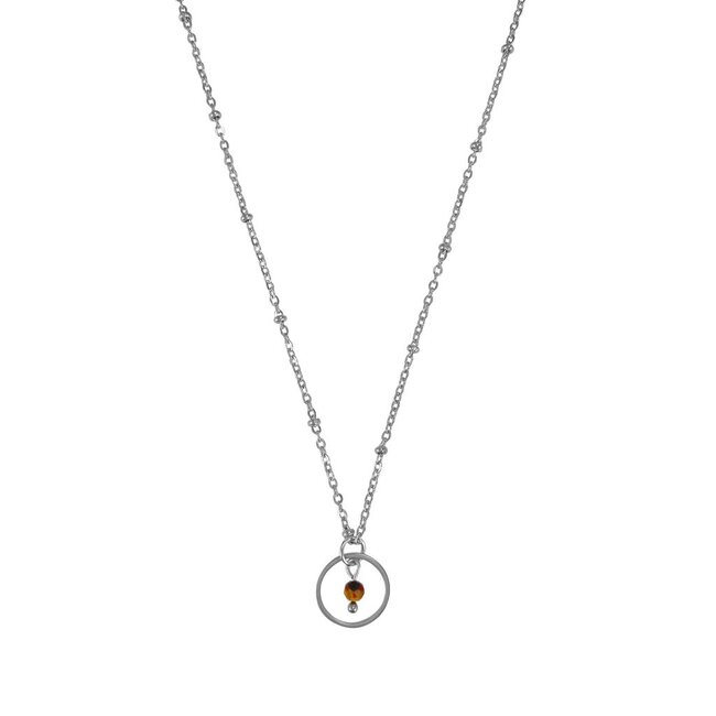Ketting Tijgeroog Edelsteen Zilverkleurig