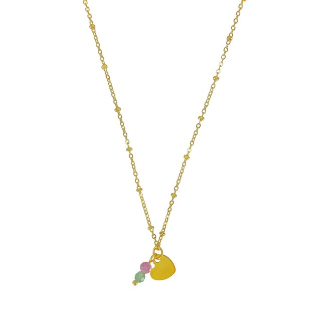 Ketting met Toermalijn en Aventurijn Goudkleurig