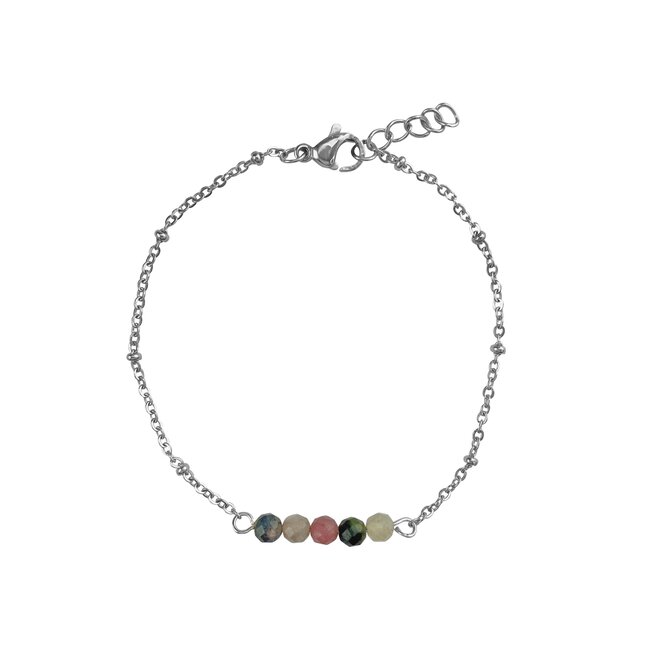 Armband Watermeloen Toermalijn Edelsteen Zilverkleurig