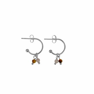 Tijgeroog & Kunziet Oorringetjes - RVS Zilver