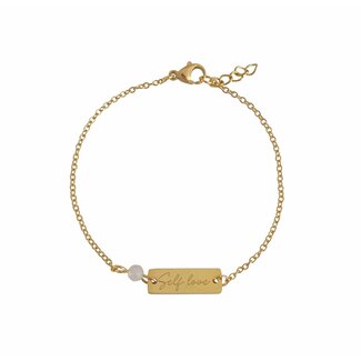 Armbandje Self Love & Rozenkwarts - RVS Goud