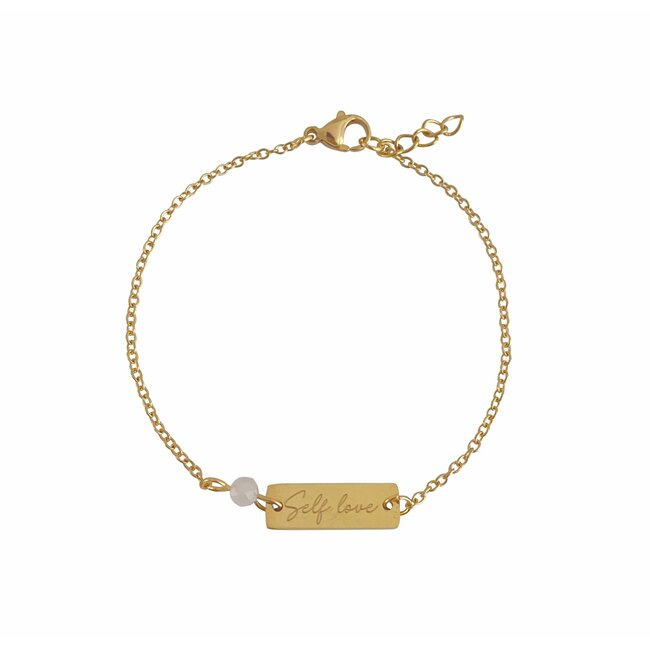 Armbandje Self Love & Rozenkwarts - RVS Goud