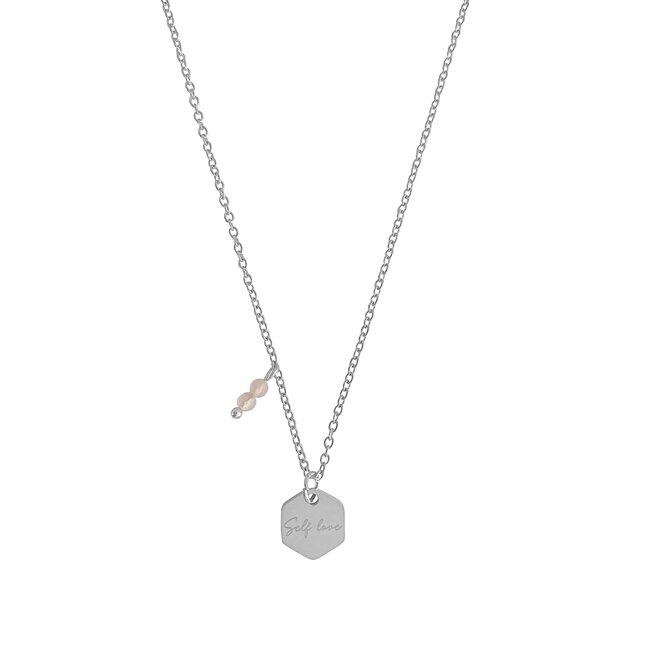 Ketting Rozenkwarts Self Love Zilverkleurig