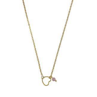 Ketting Hartje met Toermalijn - RVS Goud