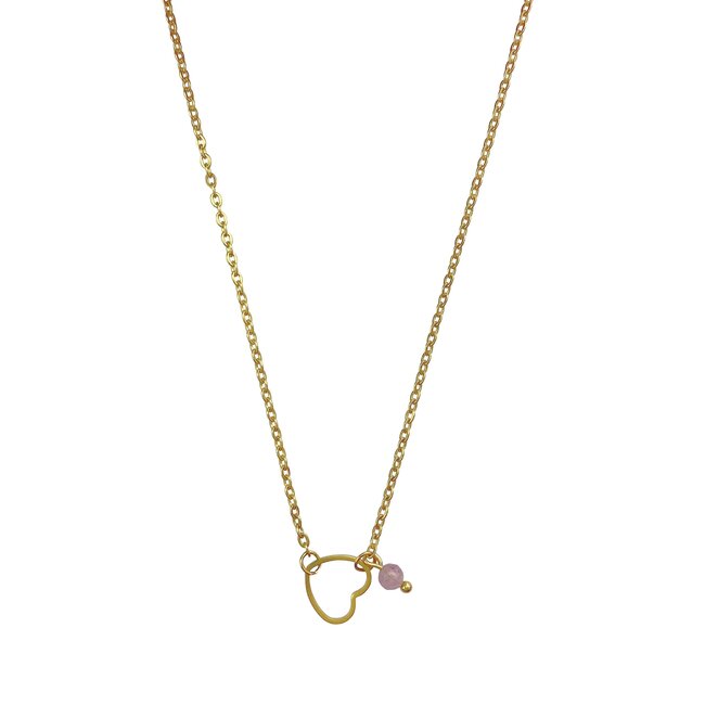 Ketting Hartje met Toermalijn - RVS Goud